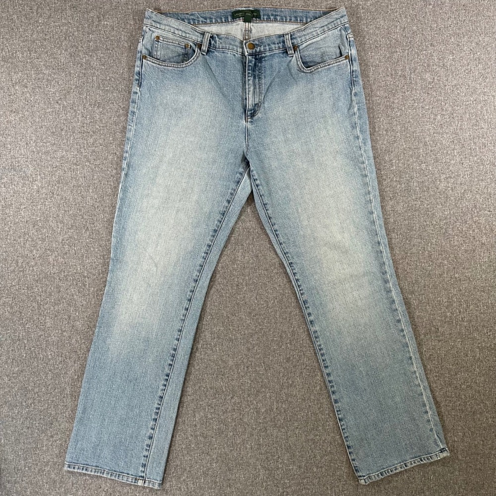 Lauren Ralph Lauren Classic Straight Leg Jeans Womens 16 Light Wash Blue Denim